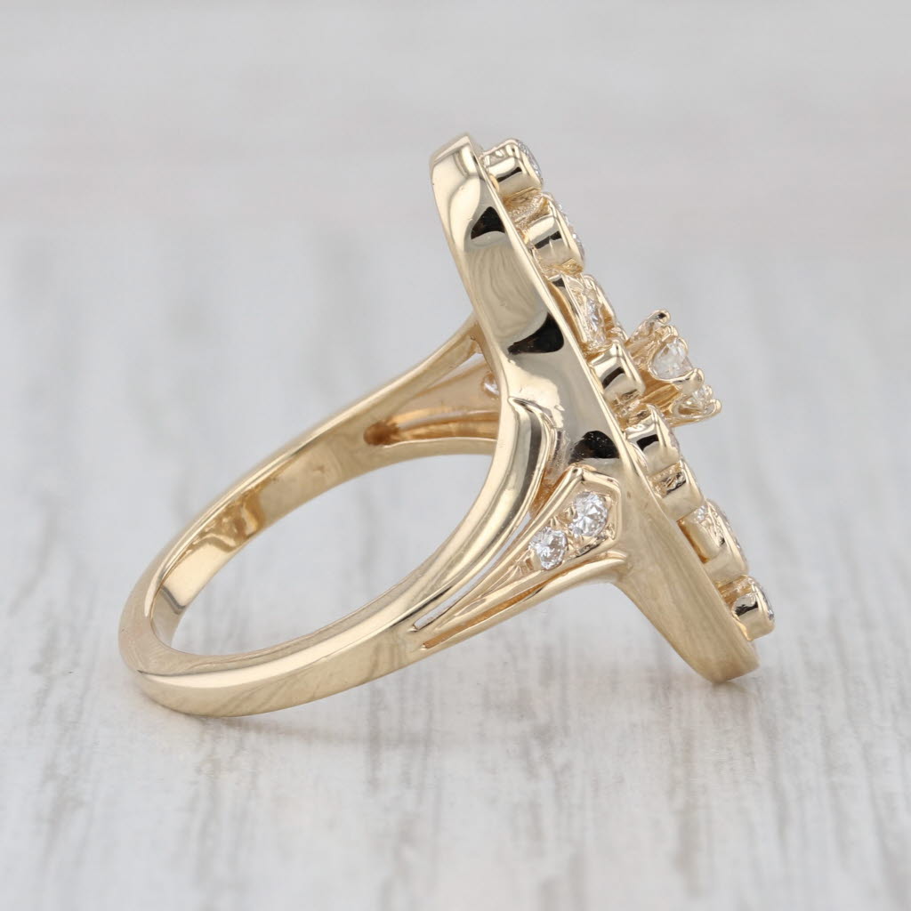 Vintage 0.68ctw Round Diamond Ring 14k Yellow Gold Size 7.5 Cluster Cocktail