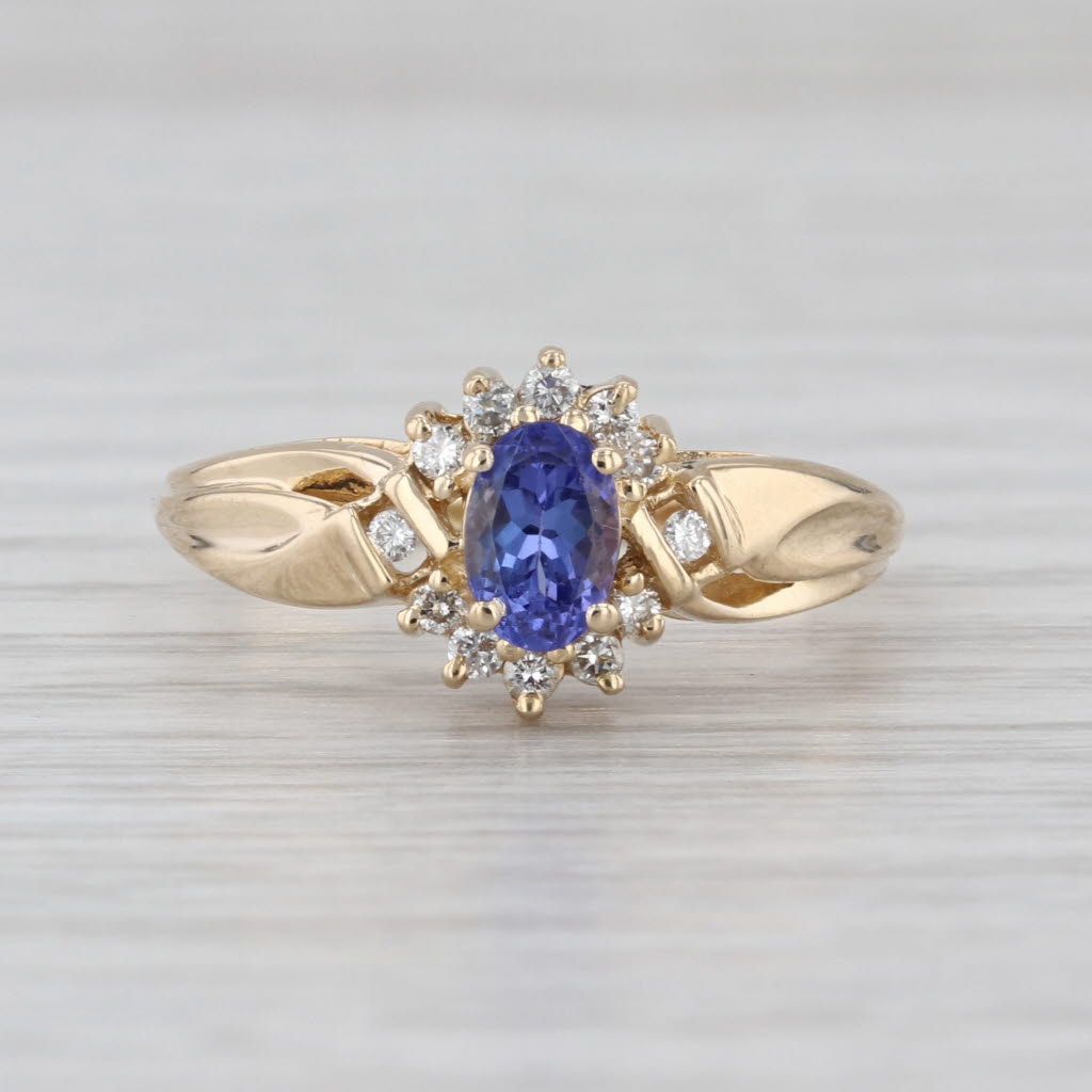 0.64ctw Pear Tanzanite Diamond Halo Ring 14k White Gold Enagement Size 8.5