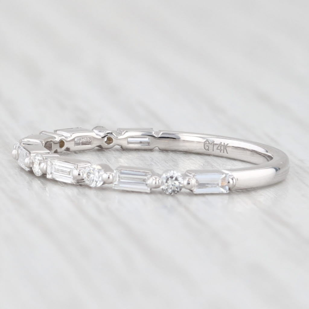 Light Gray New 0.34ctw Diamond Wedding Band 14k White Gold Stackable Anniversary Ring S 6.5
