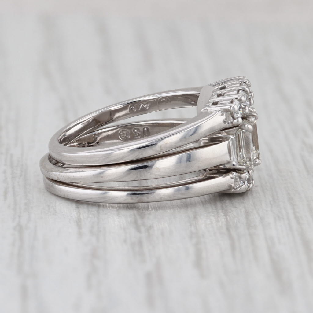 1.76ctw 3-Ring Bridal Set 2 Wedding Bands Engagement 14k White Gold Size 6.25