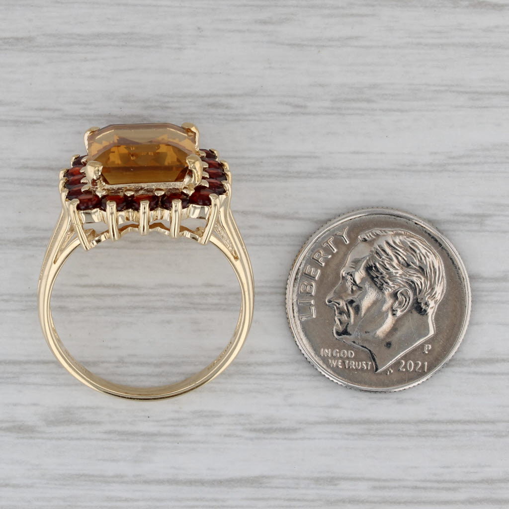 Gray 7.25ctw Citrine Garnet Halo Ring 10k Yellow Gold Size 8 Cocktail