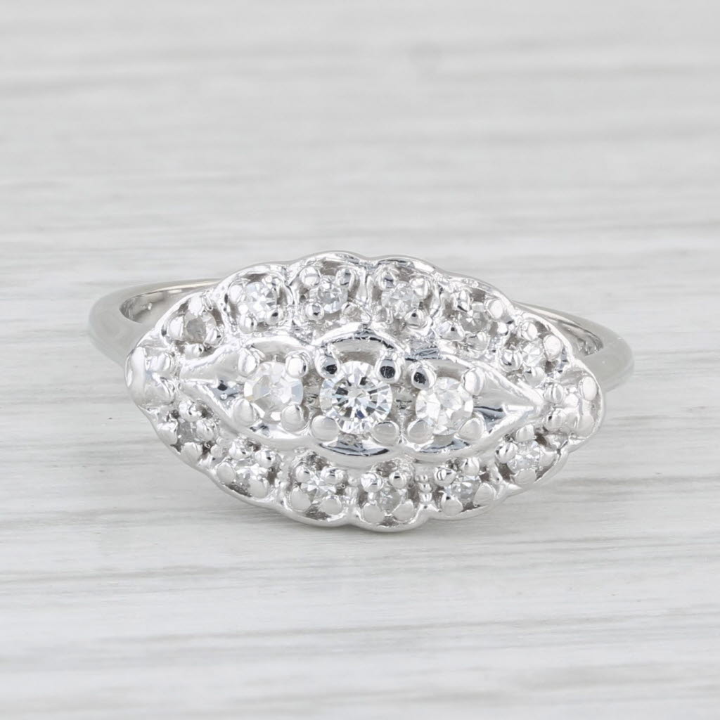 Light Gray Vintage 0.20ctw Diamond Princess Ring 14k White Gold Size 6.75