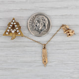 Alpha Gamma Delta Sorority Badge 10k Gold Pearls Diamonds Vintage Pin Guard