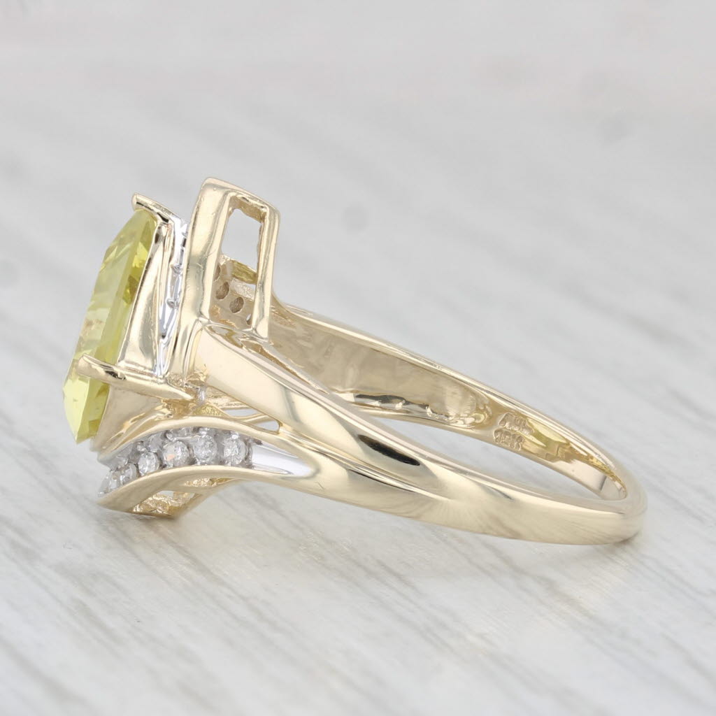 Light Gray 2.81ctw Lemon Quartz Diamond Ring 10k Yellow Gold Size 7.25 Cocktail