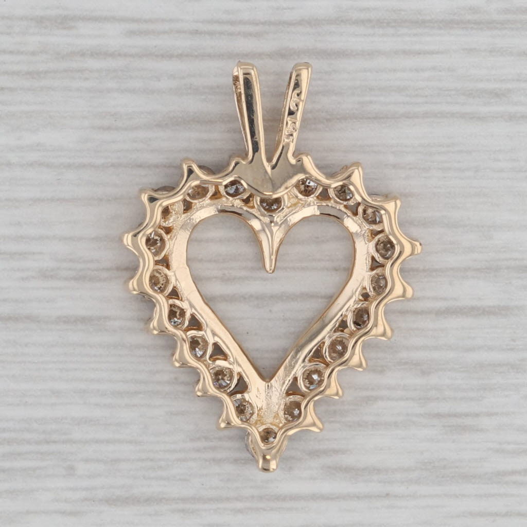 Gray 0.80ctw Diamond Framed Open Heart Pendant 14k Yellow Gold