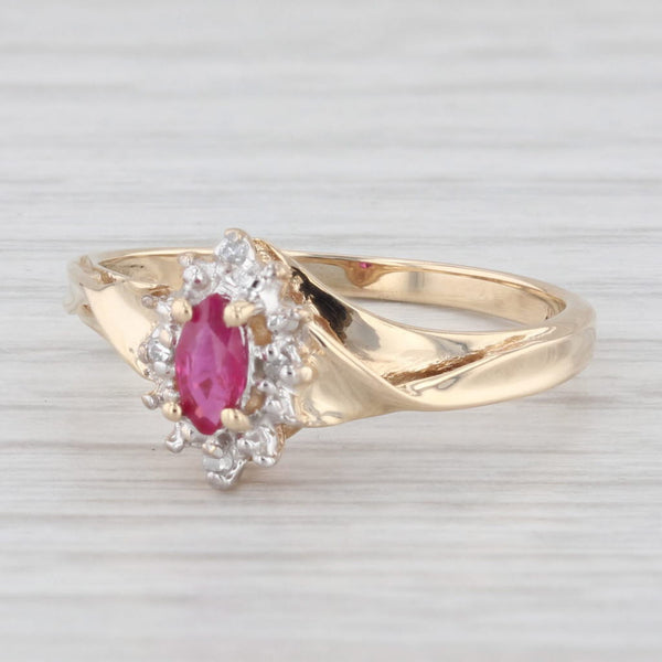 Light Gray 0.20ctw Ruby Marquise Diamond 10k Yellow Gold Size 6.75 Ring