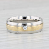 Light Gray Diamond Men's 2-Toned Wedding Band 18k Gold Platinum Size 8.75 Ring