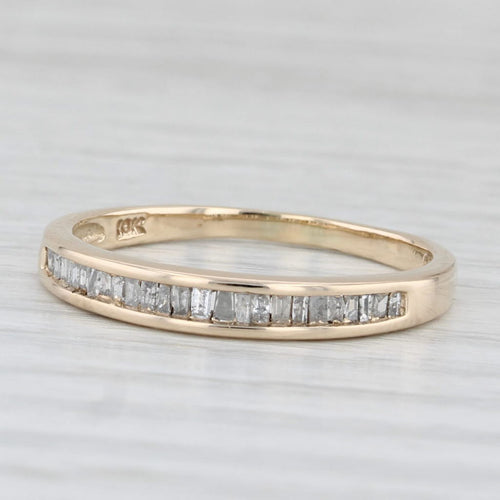 Light Gray 0.19ctw Baguette Diamond Wedding Band 10k Yellow Gold Size 8.25 Stackable Ring