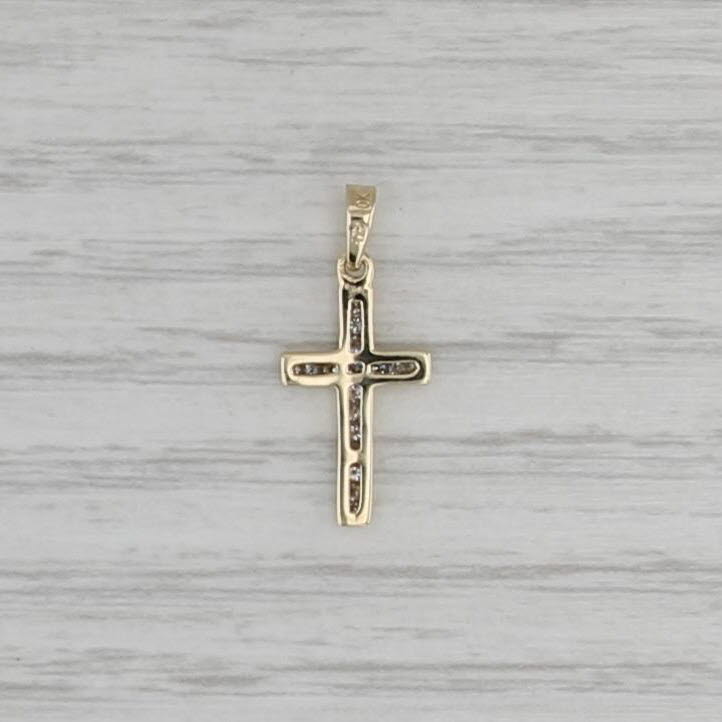 Small Diamond Cross Pendant 10k Yellow Gold
