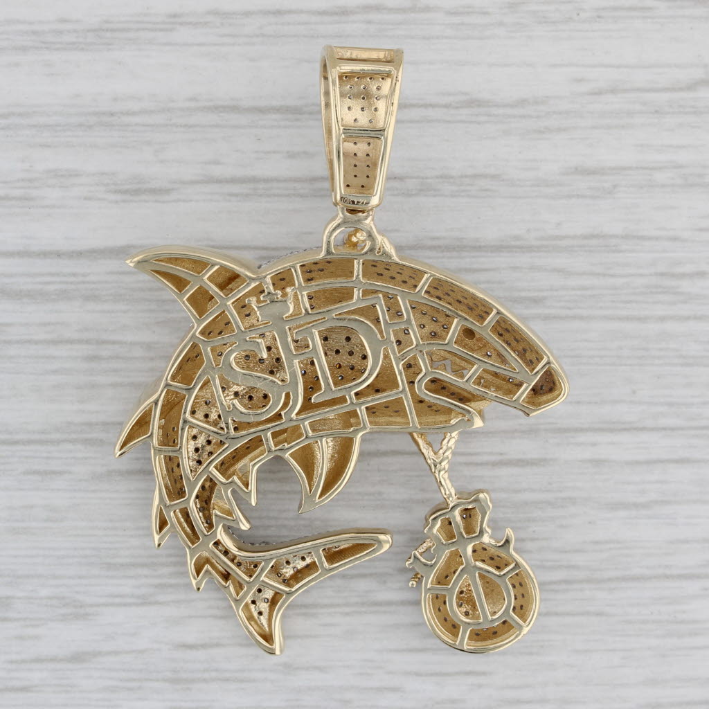 Gray New 1.06ctw Money Loan Shark Pendant 10k Yellow Gold Statement