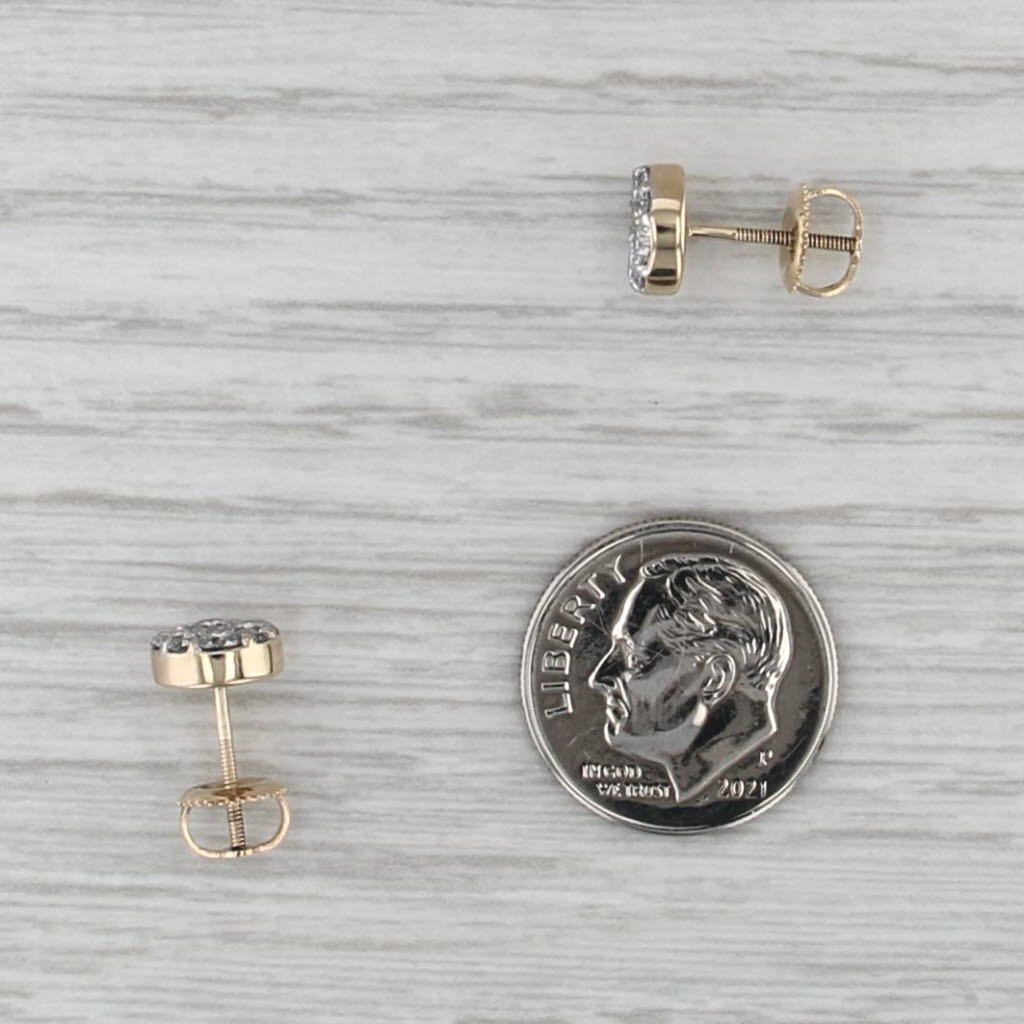 0.70ctw Diamond Cluster Stud Earrings 14k Yellow Gold Screw Back Studs