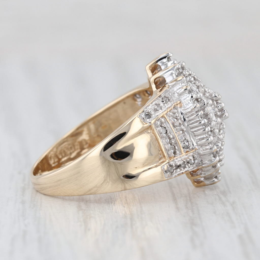 0.36ctw Pave Diamond Cluster Ring 10k Yellow Gold Size 7.75