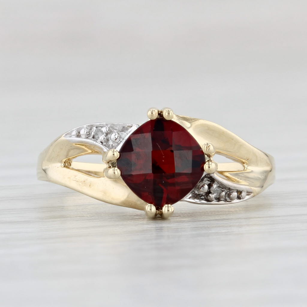 Light Gray 1.30ctw Lab Created Ruby Ring 10k Yellow Gold Size 5 Diamond Accents