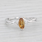 0.50ct Marquise Orange Citrine Diamond Ring 10k White Gold Size 8
