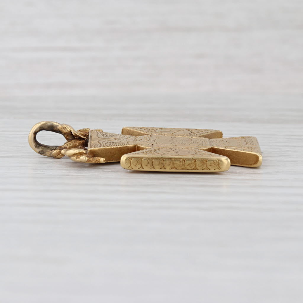 Antique Mark Master Mason Royal Arch Cross Fob 18k Gold 1800s Engraved Masonic
