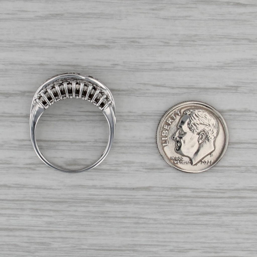 0.98ctw Diamond 3-Band Ring 14k White Gold Size 8