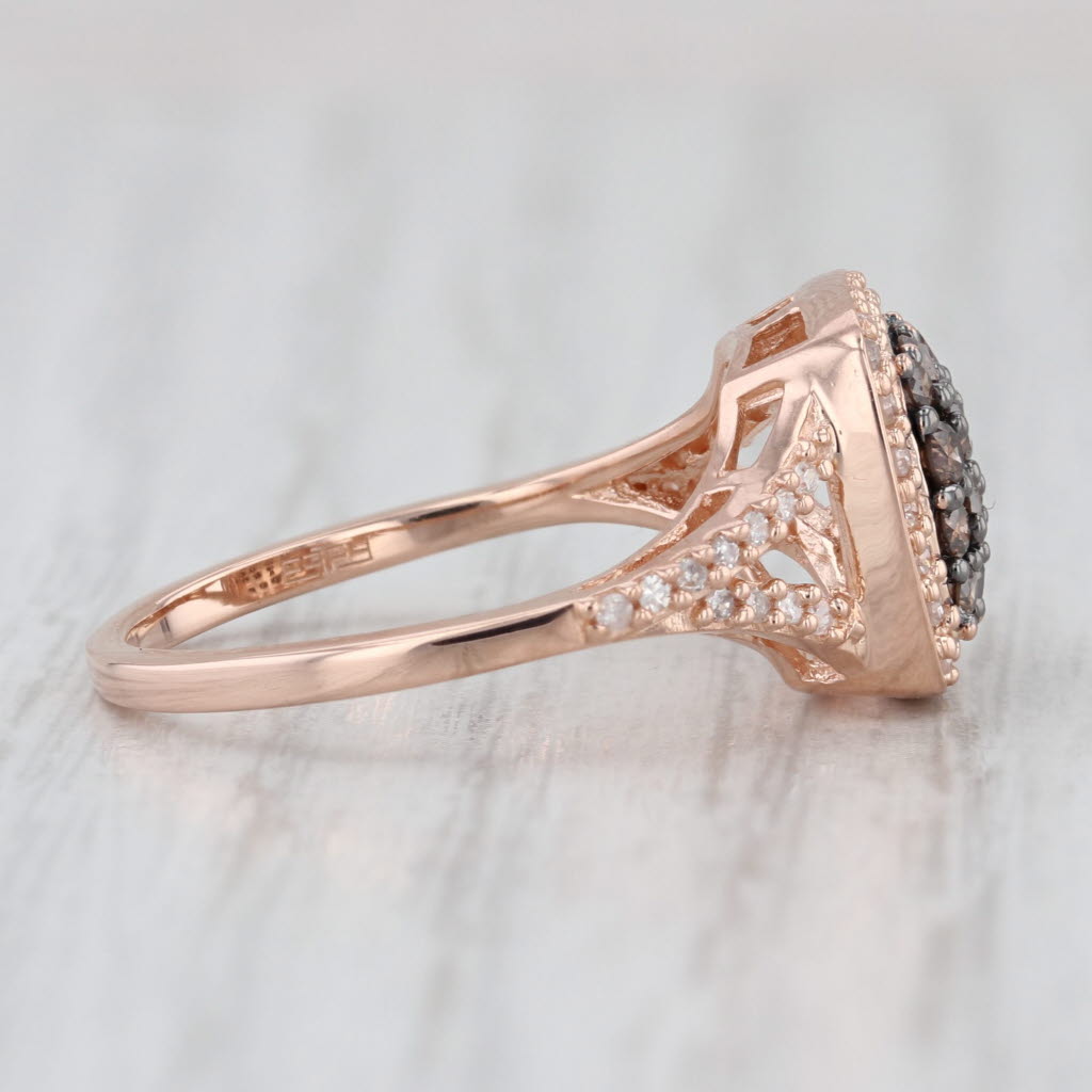 Effy 0.45ctw Champagne Diamond Halo Ring 14k Rose Gold Size 7.25