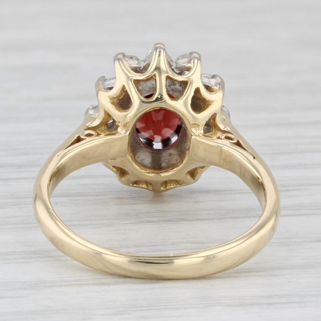 Light Gray 1.26ctw Oval Garnet Diamond Halo Ring 18k Yellow Gold Size 5