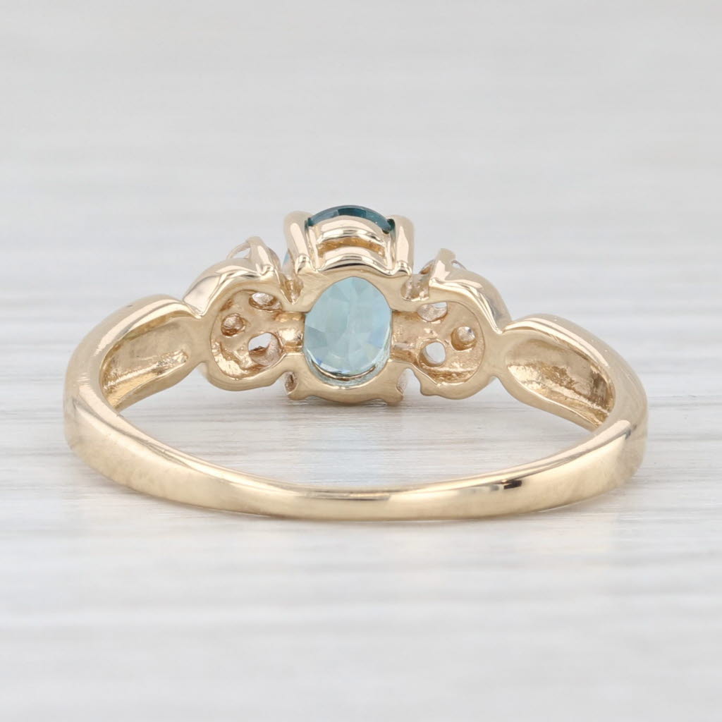 Light Gray 1.34ctw Blue Zircon White Topaz Ring 14k Yellow Gold Size 8.25
