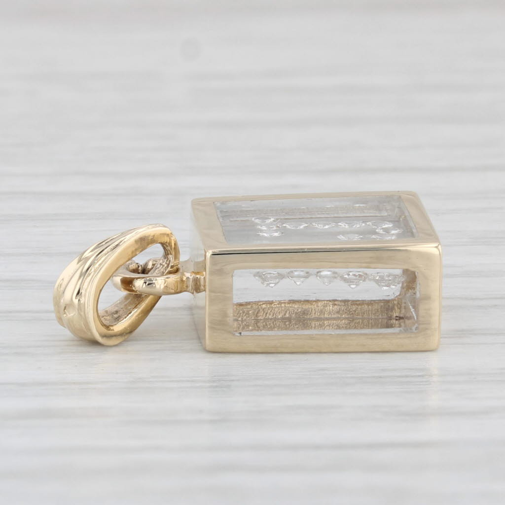 Light Gray Floating Diamond Letter J Pendant 14k Yellow Gold Initial Cubed Drop