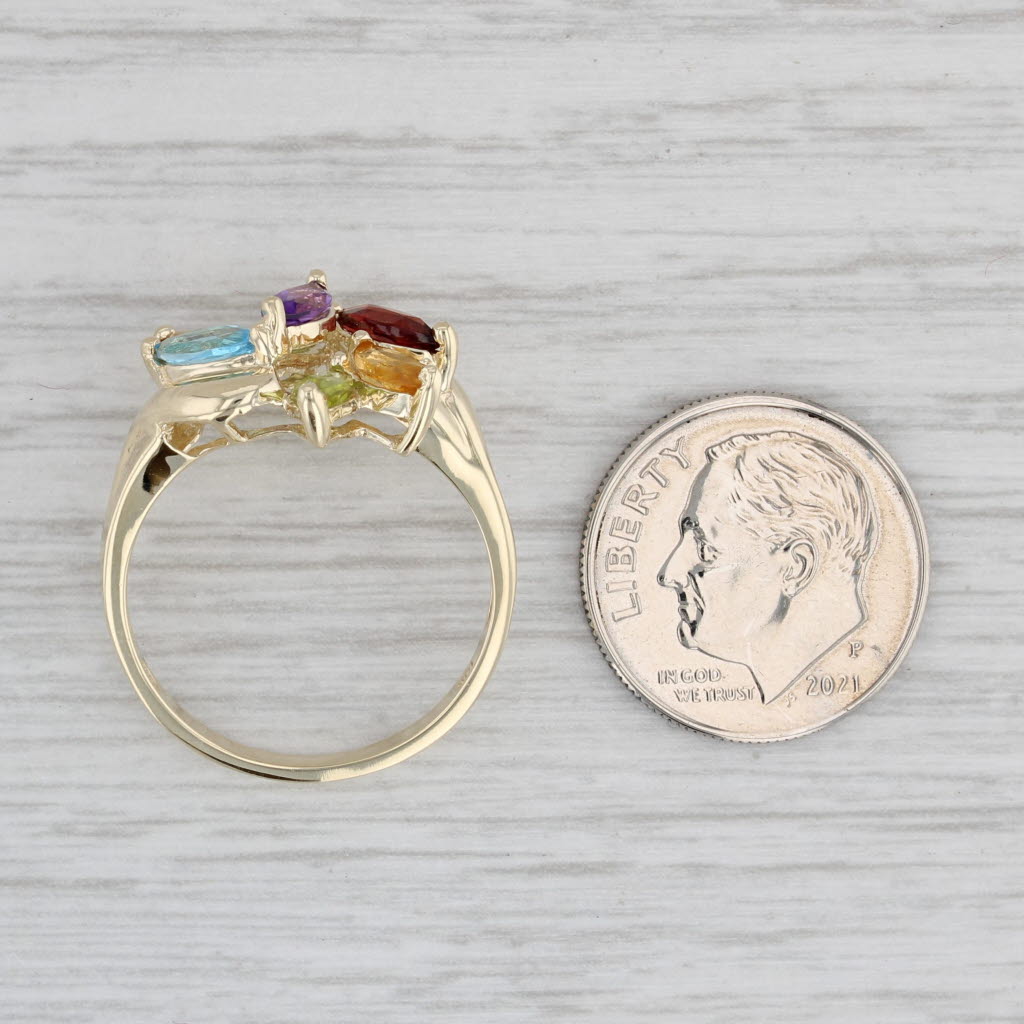 Gray 1.85ctw Amethyst Garnet Citrine Topaz Peridot Cluster Ring 10k Gold Size 8.25