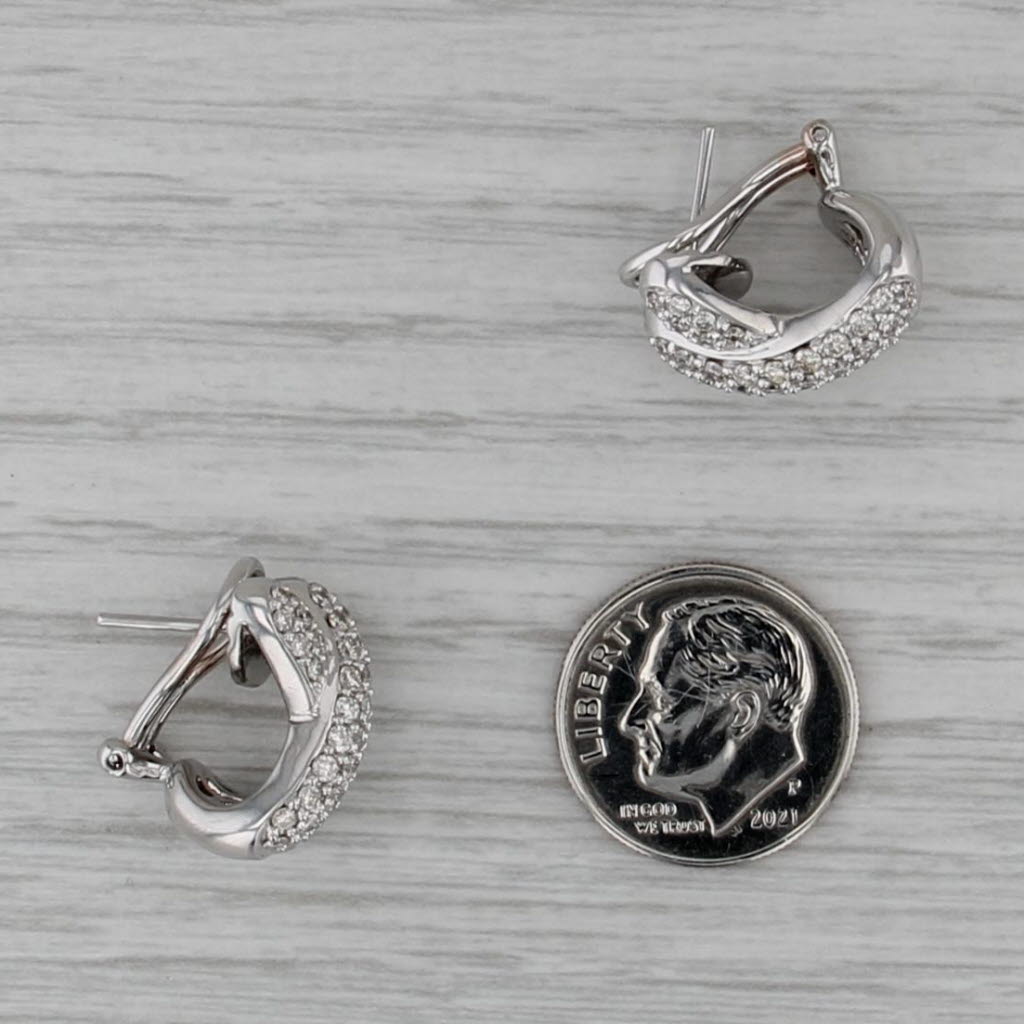 1.24ctw Diamond Crossover X Drop Earrings 18k White Gold Omega Backs