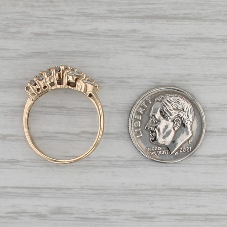 Vintage 0.91ctw Diamond Bypass Ring 14k Yellow Gold Size 6
