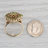 Gray 0.50ctw Peridot Glass Cocktail Ring 14k Yellow Gold Size 6 Vintage Style