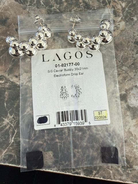 New Lagos Caviar Bubbly Bead Drop Earrings Sterling Silver Statement