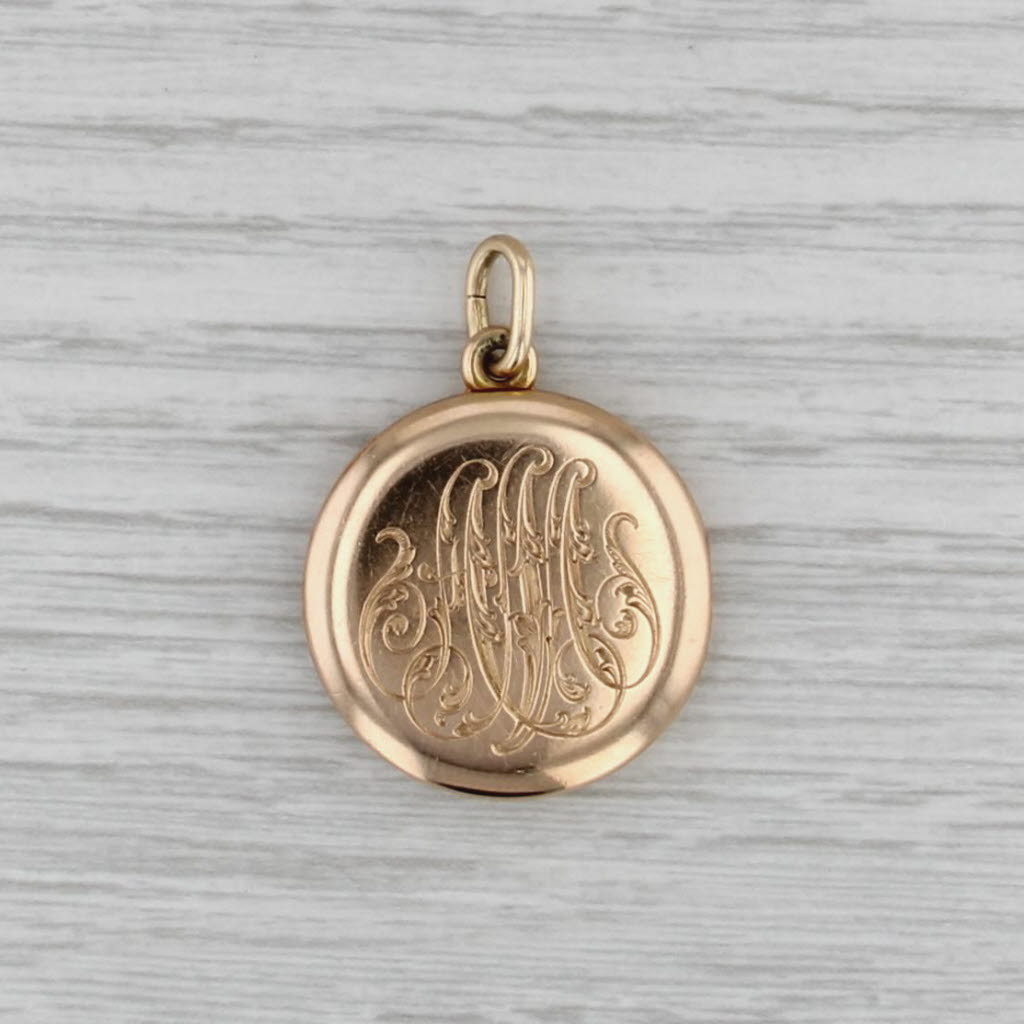 Art Nouveau 0.16ctw Diamond Ornate Figural Picture Locket Pendant 14k Gold