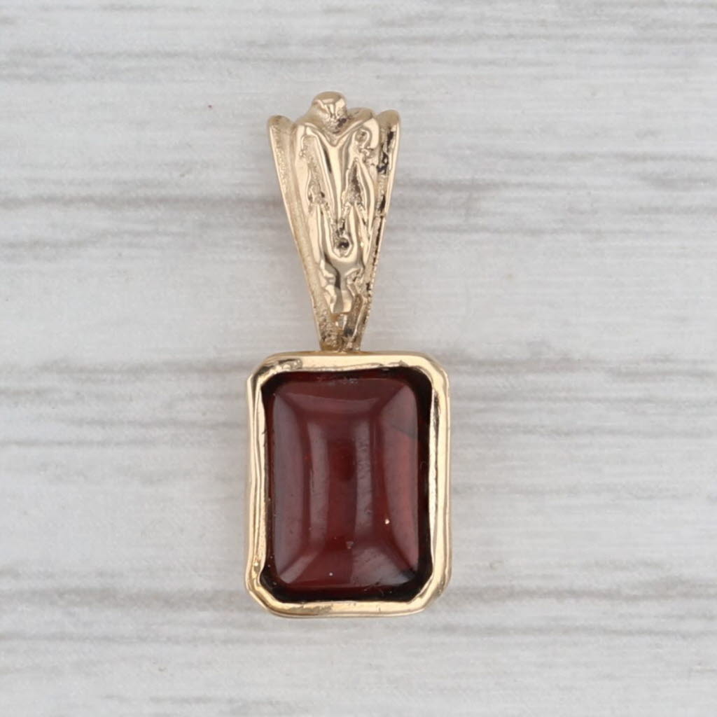 Gray Cabochon Garnet Pendant 14k Yellow Gold Small Drop