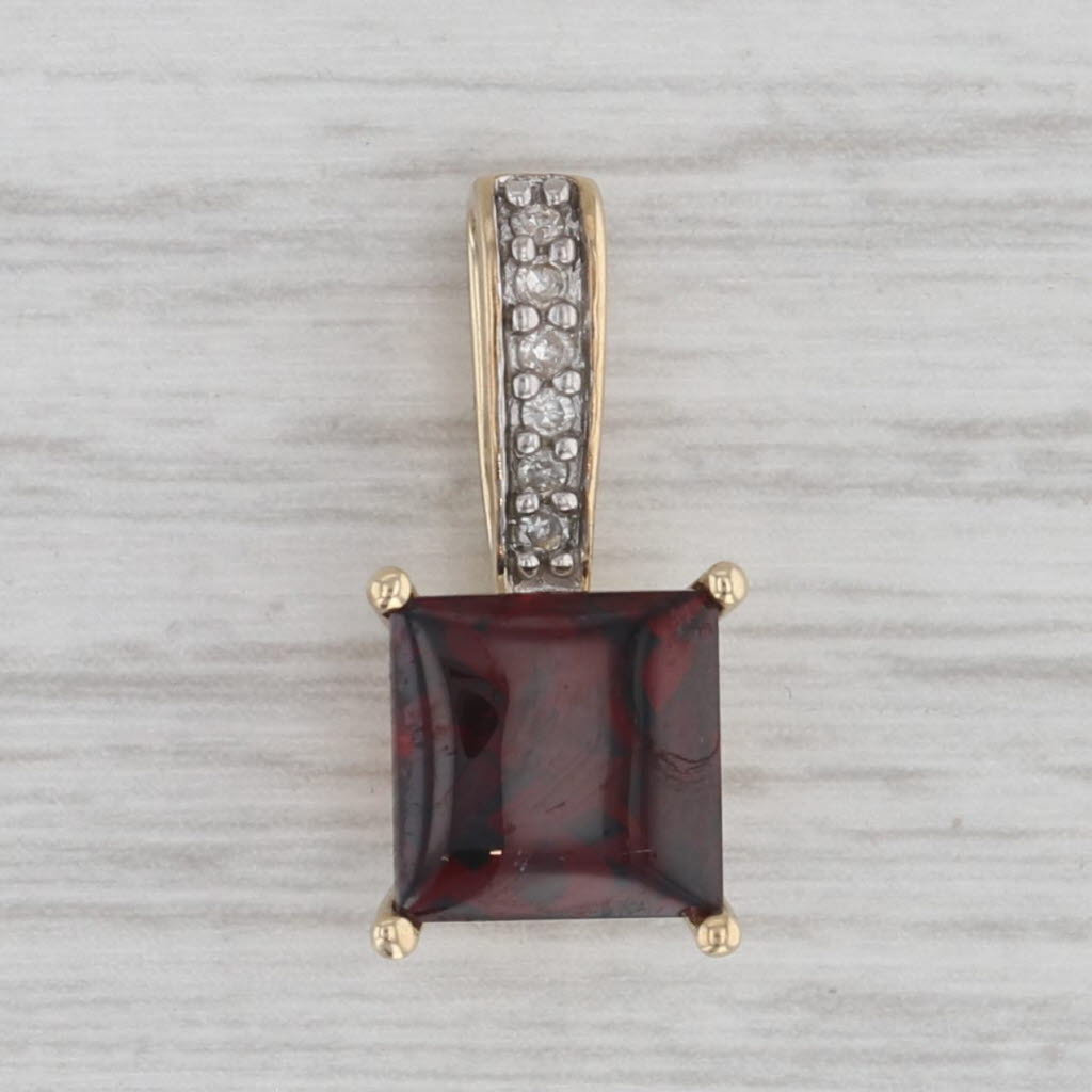 Gray Lab Created Ruby Diamond Pendant 10k Yellow Gold Princess Drop