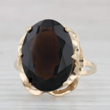 Light Gray 12ct Smoky Quartz Oval Solitaire Ring 10k Yellow Gold Size 10.5