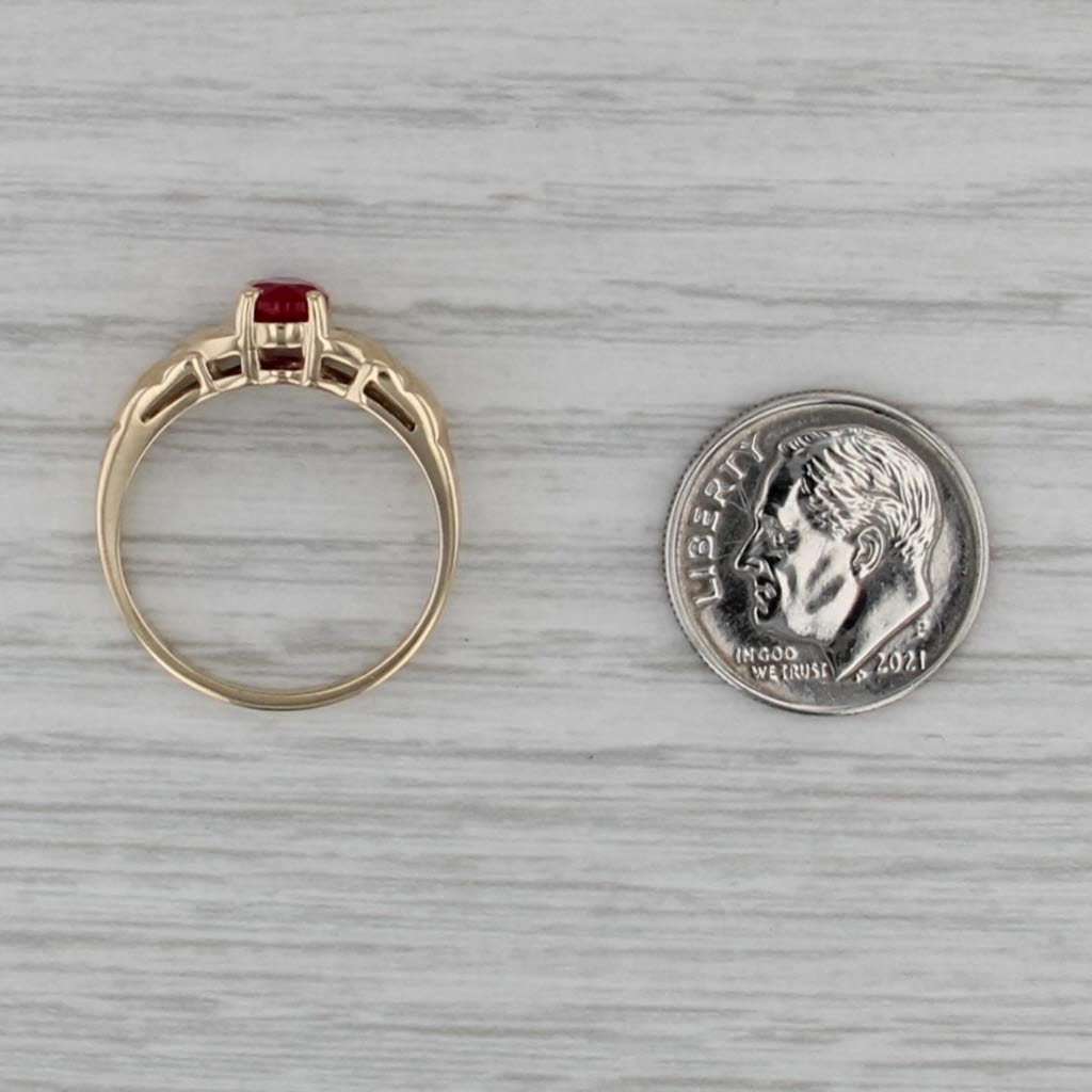 Town & Country 0.94ct Lab Created Ruby Ring 10k Yellow Gold Oval Solitaire Sz 7