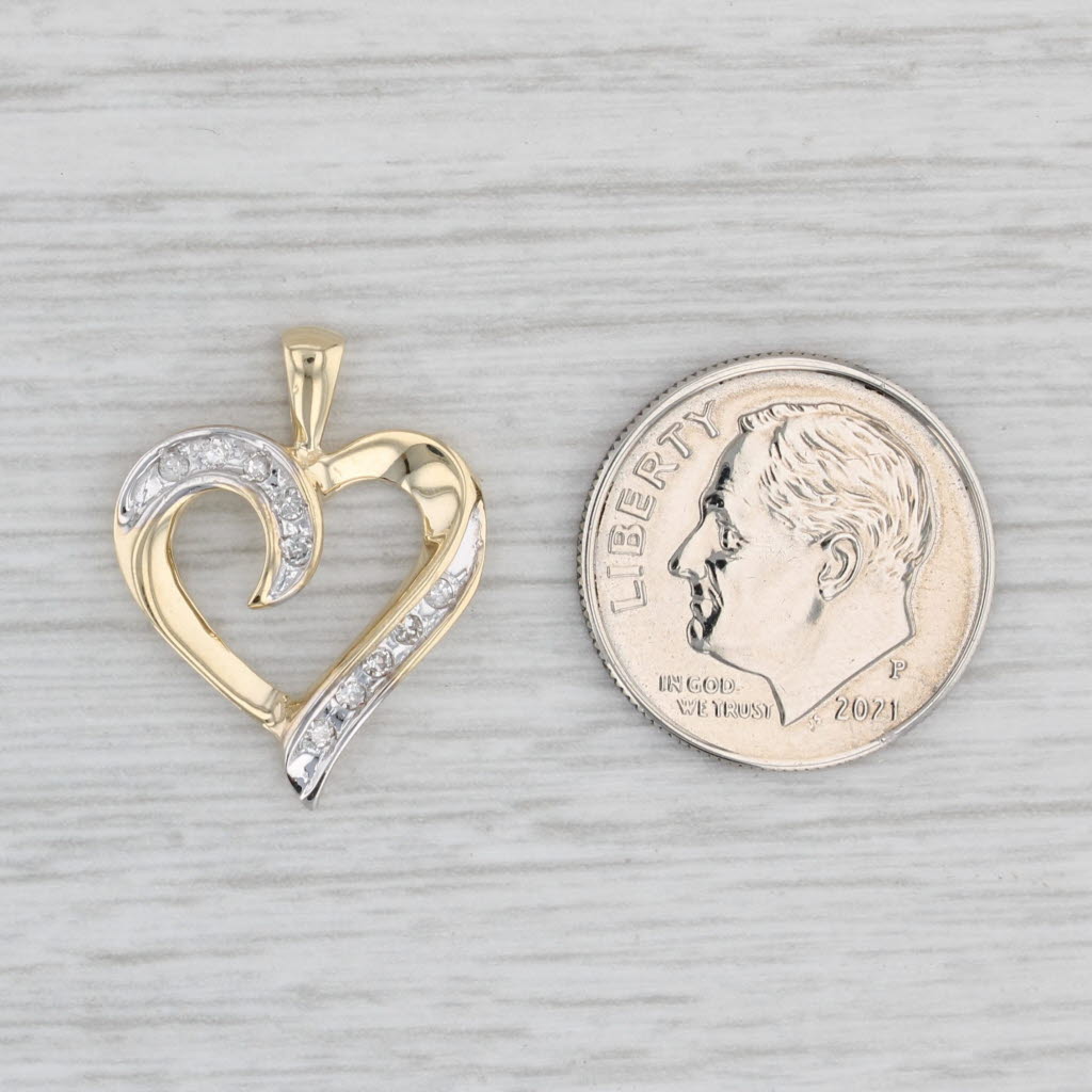 Light Gray Diamond Open Heart Pendant 10k Yellow Gold