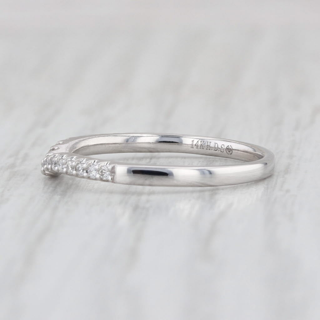0.11ctw Diamond Contoured Wedding Ring 14k White Gold Stackable Size 7