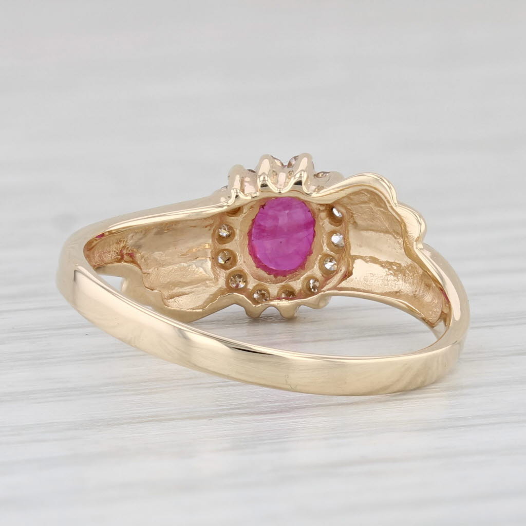 Light Gray 0.85ctw Ruby Diamond Ring 14k Yellow Gold Bypass Size 6.75