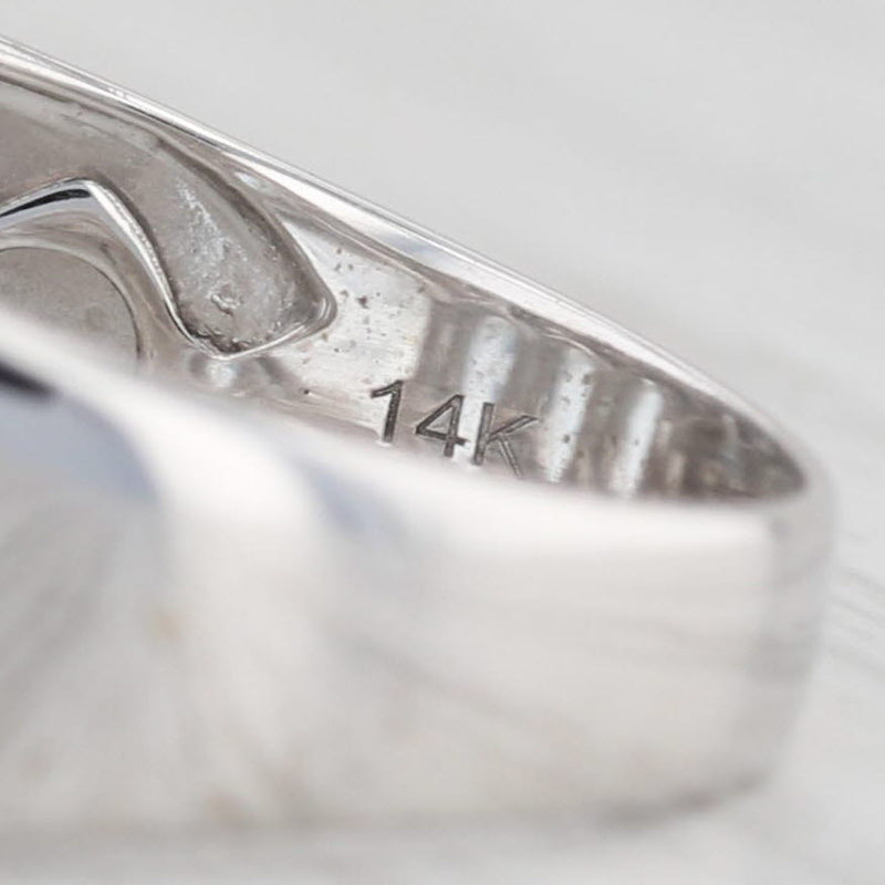 Light Gray 7.65ctw Aquamarine Diamond Ring 14k White Gold Size 7