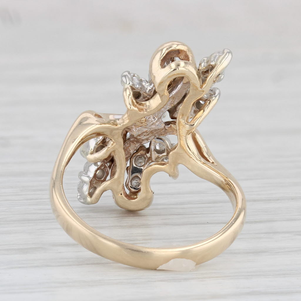 Light Gray 0.45ctw Diamond Cluster Ring 14k Yellow Gold Size 5.5