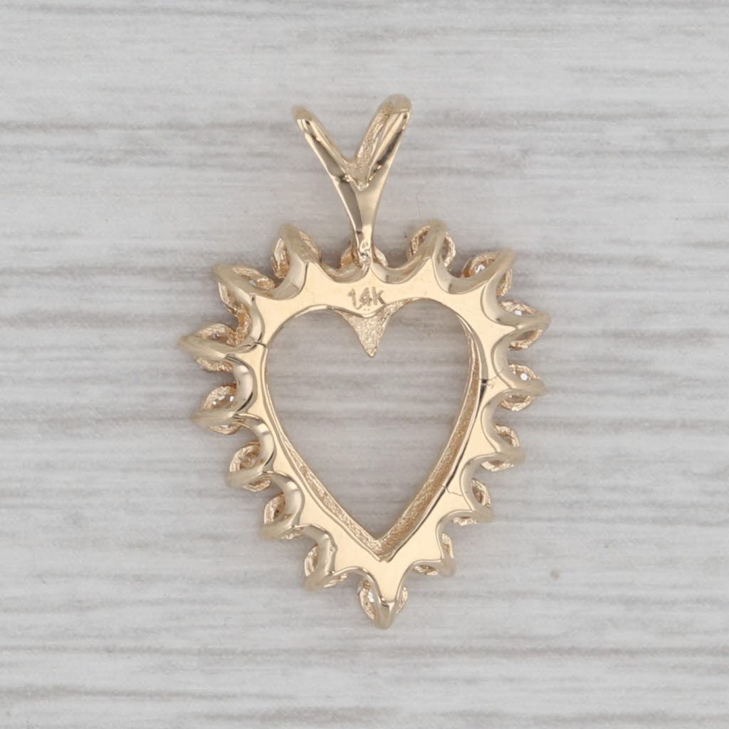 Gray 0.36ctw Diamond Halo Open Heart Pendant 14k Yellow Gold