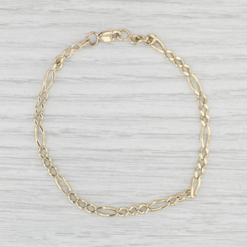 Figaro Chain Bracelet 14k Yellow Gold 7.75" 3.4mm