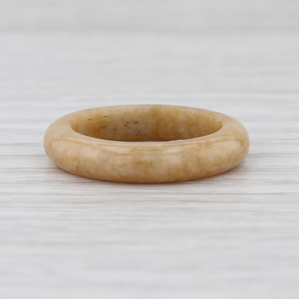 Marbled Brown Tan Jadeite Jade Band Ring Size 7.75 4.5mm