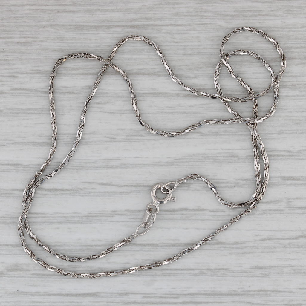 Gray Rope Chain Necklace 18k White Gold 18" 1.2mm Italy