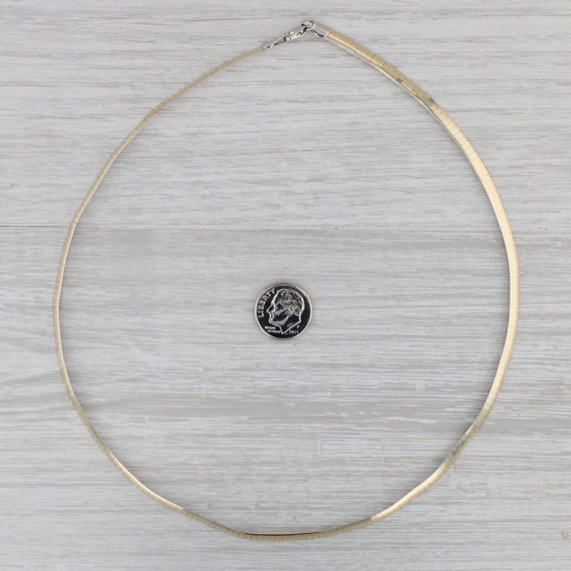 Reversible Herringbone Necklace 14k Yellow & White Gold 18" 3.9mm