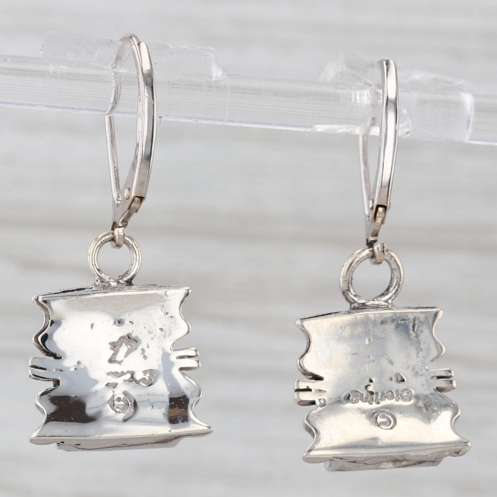 Light Gray Lab Created Blue Green Opal Mosaic Dangle Earrings Sterling Silver 14k Gold