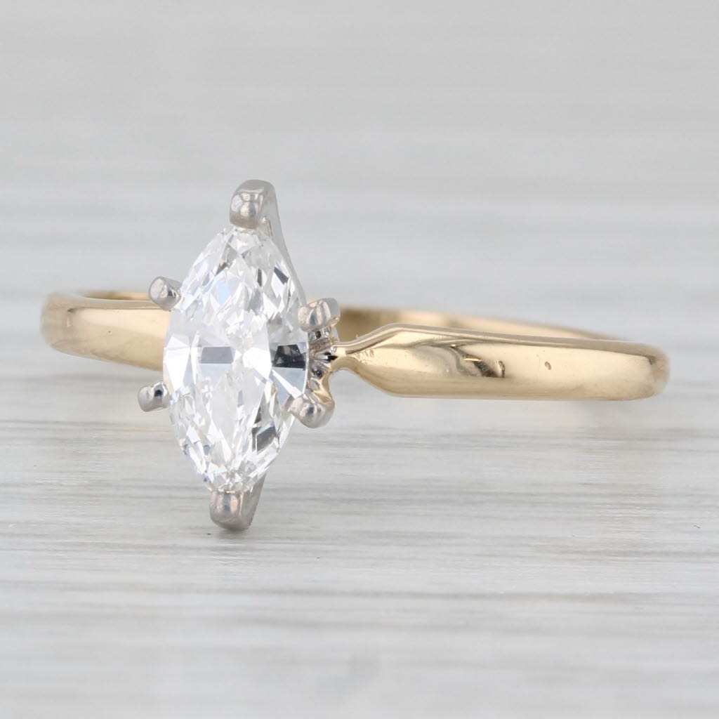 Light Gray 0.49ct Marquise Diamond Solitaire Engagement Ring 18k Gold Platinum Size 5.25