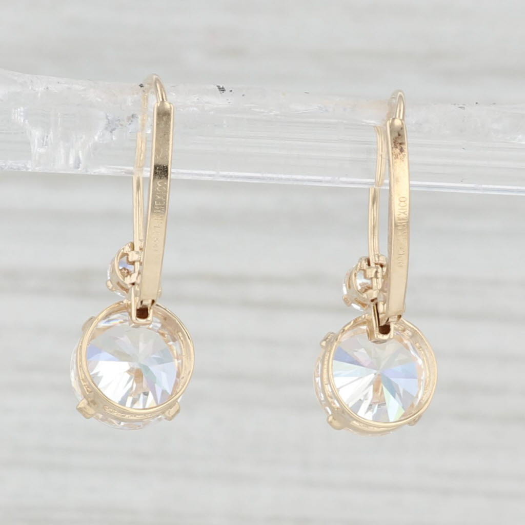 Light Gray 2.69ctw Cubic Zirconia Drop Earrings 14k Yellow Gold