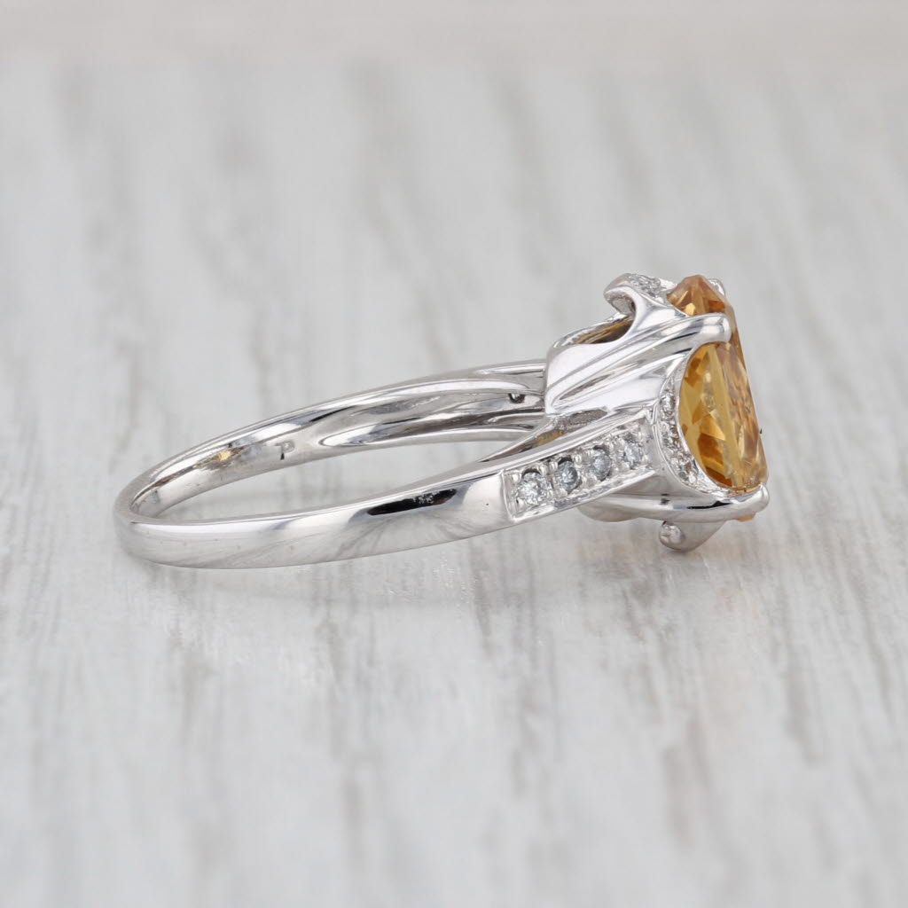 2.43ctw Oval Citrine Diamond Halo Ring 14k White Gold Size 6.75