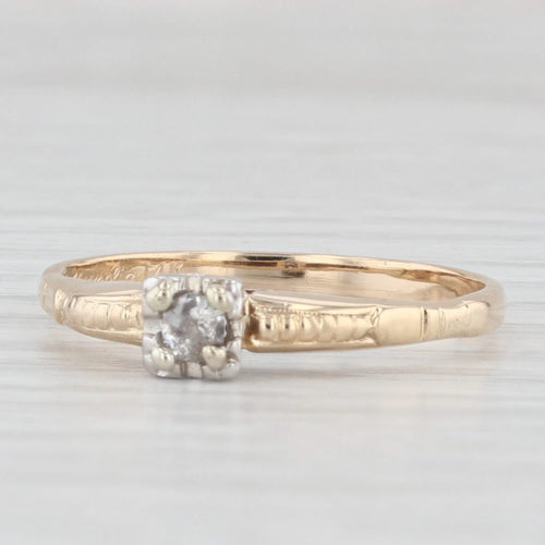 Light Gray Vintage Diamond Solitaire Engagement Ring 14k Gold Size 8 Old European Cut
