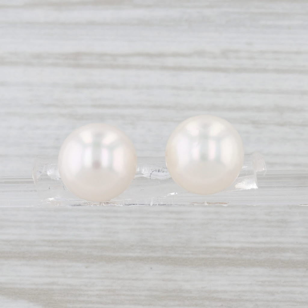 9mm Cultured Pearl Stud Earrings 14k Yellow Gold Studs